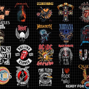 20pcs Rock Band PNG Bundle | Rock Music | Heavy Metal | Rock And Roll | Rock TSHIRT Design | Digital Download | Rock On Hand | Rock Band Tee