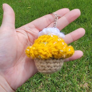 Yellow Crochet Cupcake Keychain