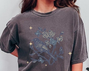 Bird shirt gift for women Night Bird Unisex Garment-Dyed T-shirt