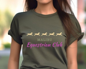Equestrian Malibu t shirt  horses gift for women Unisex Jersey Short Sleeve Tee
