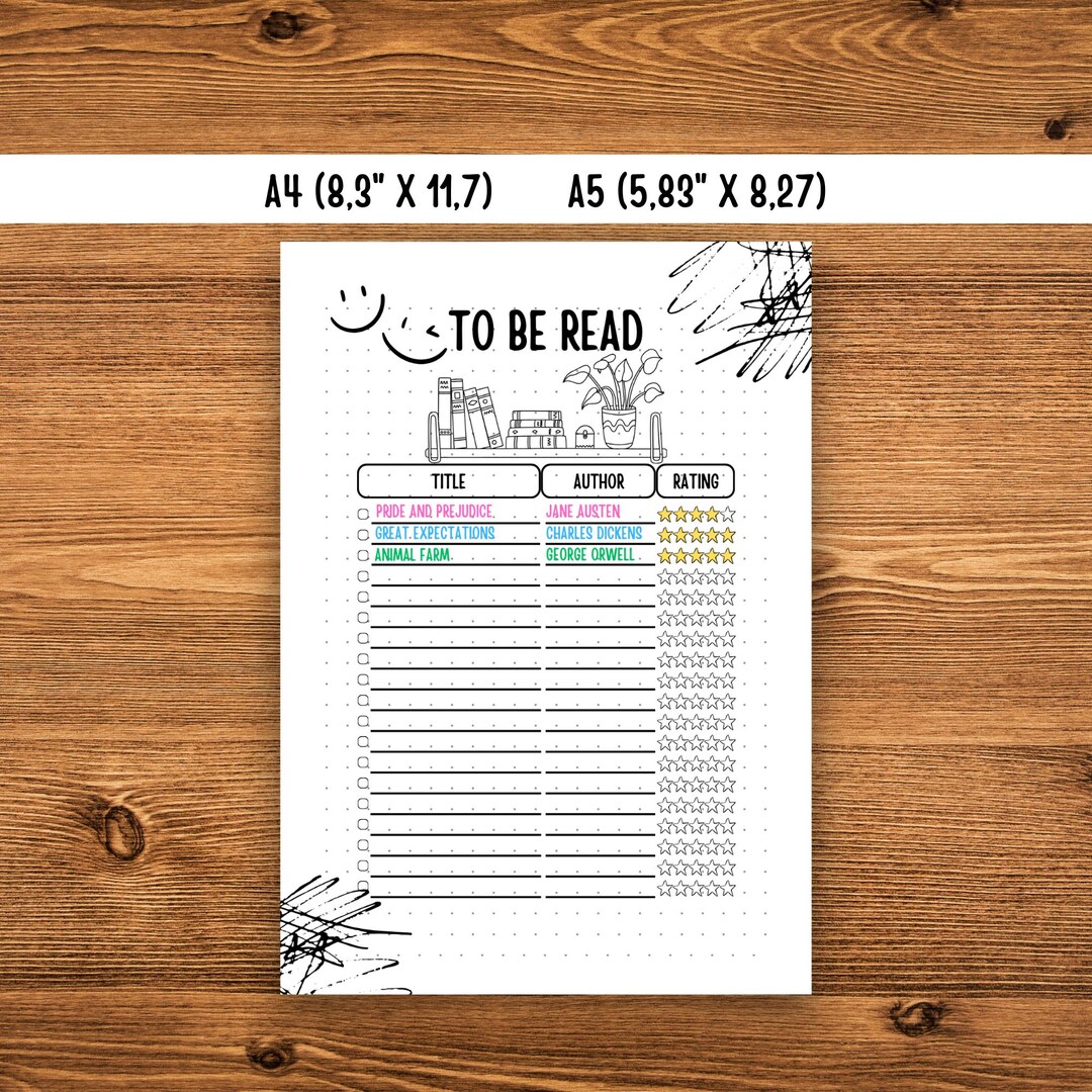 Books to Read List TBR List Printable Journal Page Book Journal Book ...