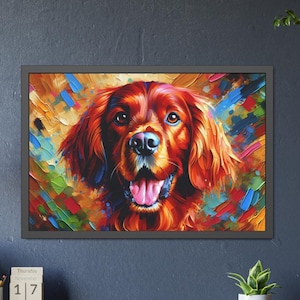 Irish Setter Acrylic Art Print Semi-Gloss Poster | Framed / Unframed Painting | Setter Wall Art | Wall Decor Gift for Irish Setter Lovers