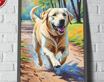 Yellow Lab Art Print: Acrylic Style Labrador Retriever Poster, Dog Lover Gift