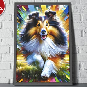 Shetland Sheepdog Acrylic Art Print Semi-Gloss Poster | Framed / Unframed Painting | Wall Art | Wall Decor Gift for Sheltie Lovers