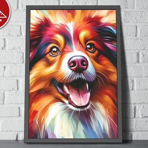 Australian Shepherd Acryl-Kunst-Druck Semi-Gloss Poster | Gerahmt / Ungerahmt Gemälde | Wandkunst | Wanddeko Geschenk für Aussie Shepherd Liebhaber