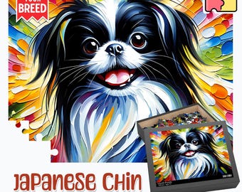 Rompecabezas de perro Chin japonés: Impresión acrílica, diversión familiar