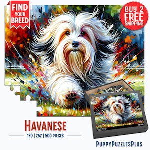Havanese Dog Jigsaw Puzzle | Acrylic Art Print Portrait Gift | 120 / 252 / 500 Pieces | Gifts for Bichon Havanese Dog Lovers
