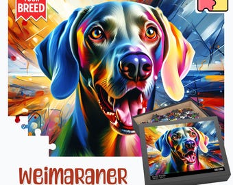 Puzzle z psem weimaranerem: wydruk akrylowy na prezent
