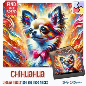 Chihuahua Dog Jigsaw Puzzle | Acrylic Art Print Portrait Gift | 120 / 252 / 500 Pieces | Gifts for Family, Kids, Pet Dog Lovers