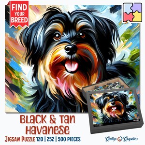 Havanese | Black Tan | Dog Jigsaw Puzzle | Acrylic Art Print Portrait Gift | 120 / 252 / 500 Pieces | Gifts for Family, Kids, Pet Dog Lovers