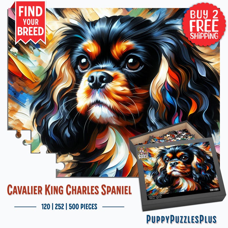Cavalier King Charles Spaniel Puzzle Dog Portrait Acrylic Jigsaw (500