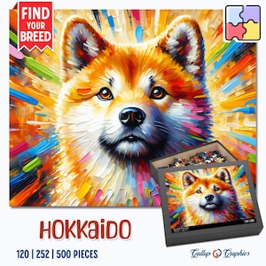 Hokkaido Dog Jigsaw Puzzle | Acrylic Art Print Portrait Gift | 120 / 252 / 500 Pieces | Ainu Dog Gifts for Family, Kids, Pet Dog Lovers