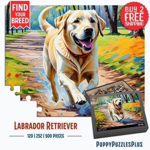 Labrador Retriever Dog Jigsaw Puzzle | Acrylic Art Print Gift | 120 / 252 / 500 Pieces | Golden Lab Gifts for Family, Kids, Pet Dog Lovers