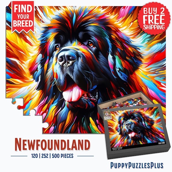 Newfoundland Dog Acrylic Print Puzzle 500 Pieces, Newfie Doggo
