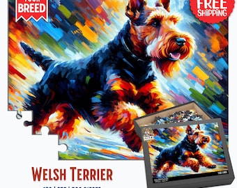Welsh Terrier Dog Jigsaw Puzzle | Acrylic Art Print Gift | 120 / 252 / 500 Pieces | Welsh Terrier Gifts for Family, Kids, Pet Dog Lovers
