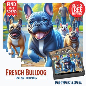 Rompecabezas de bulldog francés azul, impresión artística acrílica, 120, 252 y 500 piezas, ideal para familias, niños y amantes de los perros.