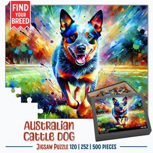 Australian Cattle Dog Jigsaw Puzzle | Acrylic Art Print Portrait Gift | 120 / 252 / 500 Pieces | Gifts for Australian Cattle Dog Lovers