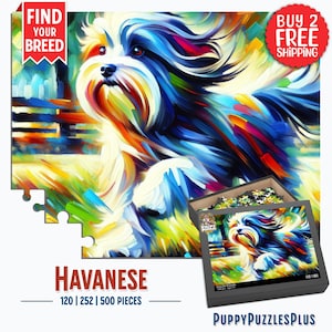 Havanese Dog Jigsaw Puzzle (120, 252, 500-Piece), For puzzle enthusiast or Havanese families, kids gift idea