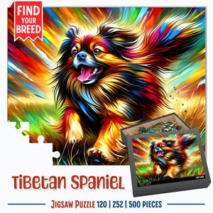Tibetan Spaniel Dog Jigsaw Puzzle | Acrylic Art Print Gift | 120 / 252 / 500 Pieces | Tibetan Spaniel Gifts for Family, Kids, Pet Dog Lovers