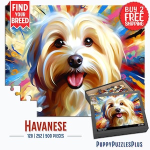 Havanese | Cream | Jigsaw Puzzle | Acrylic Art Print Portrait Gift | 120 / 252 / 500 Pieces | Gifts for Bichón Habanero Pet Dog Lovers