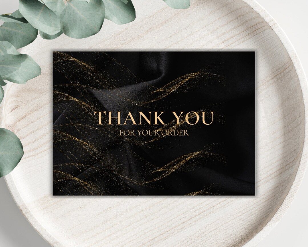 Black and Gold Thank You Card, Printable Thank You Card, Editable Thank ...