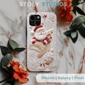 Santa Phone Case - Embroidered effect Santa phone case, Simple Christmas and Winter phone case iPhone 16 15 14 13, Samsung S24 23 22