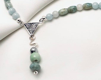 Minimalist boho beaded Y-necklace. Sterling silver. Gift for her.  Ideal for layering