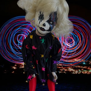 Creepy Horror Doll, Carney Val, Scary Clown doll, jointed porcelain doll, OOAK, Haunted, Halloween Decor, horror fan gift, oddities, jester