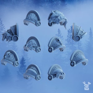 Stormbringers Shoulderpads (tactical) - by DakkaDakka Miniatures | Grimdark | Space Viking | Fenris