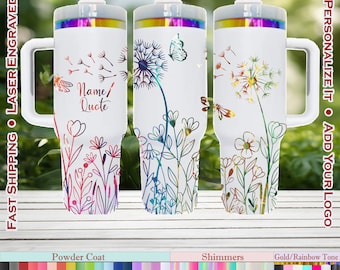 Dandelions & Wild Flowers 40 Ounce Custom Tumbler - 49 Colors/Finishes and Personalization Available