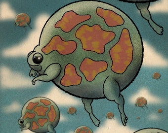 La loro destinazione era sconosciuta e senza alcuna preoccupazione, le rane avevano scoperto una nuova gioia di vivere. L'avevano trasceso e erano diventati arte.