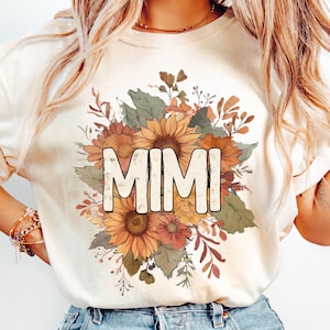 Mimi PNG, Mimi Fall Flowers Graphic Digital Download, Retro Mimi Digital File, Sublimation, Mimi Digital Graphic, Cute Mimi DTF