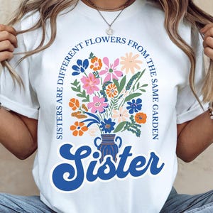 Sister PNG Sublimation Designs Floral T Shirt Design DTF Transfers Sister Gift Idea Christian Shirts Png Pink Flowers Clipart