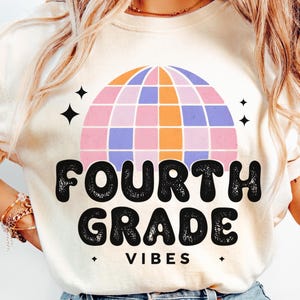Fourth Grade PNG,Retro Back to School Grades,Kid Designs for school,First Day Of School,School Png, Retro PNG, 4th Grade designs