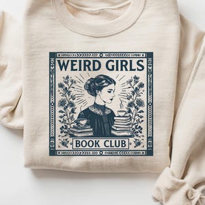 Weird Girls Book Club Png, Book Lovers Design, Vintage Floral Bookshelf PNG for DIY Projects, Apparel, and Home Decor,Literary Aesthetic Png