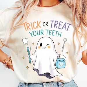 Dentist Halloween Png, Trick Or Teeth Png, Dental Halloween Tshirt Png, Halloween Graphic For Dentist Dental Assistant Hygienist Sublimation