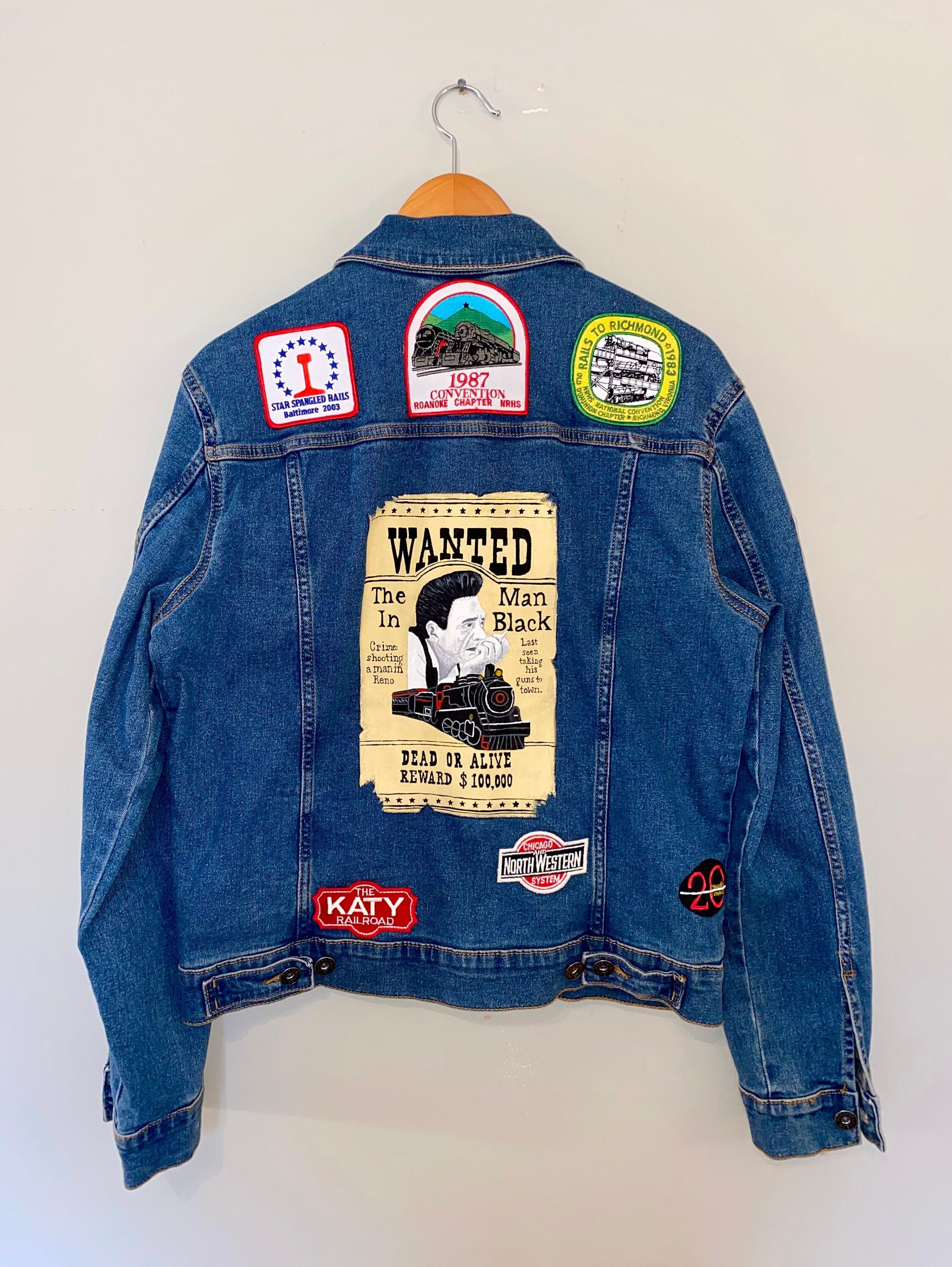 Custom Hand-painted Jacket- (ex: Johnny Cash Replica Vintage Custom Hand-painted Jacket- (ex: Johnny Cash Replica Vintage
