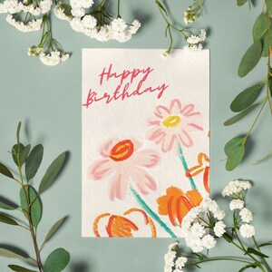 Flower Sketch Birthday - Premium Geburtstagskarte