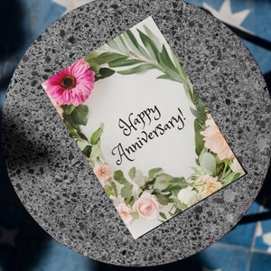 Buon anniversario - Fiore rosa - Biglietto di anniversario premium