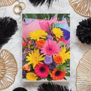 Bouquet de couleurs vives - Carte de félicitations premium