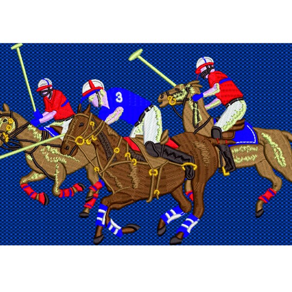Polo Ralph Lauren Triple Horse Stickdesign, Polopferde zum Sticken, hochwertige Designs, sofortiger Download.