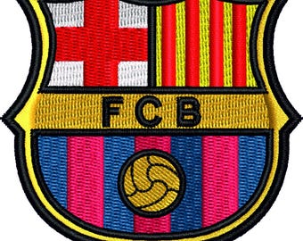Design de bordado do clube de futebol Barcelona, padrões de bordado de futebol, logotipos de futebol, desenhos de bordado, download instantâneo, emblemas