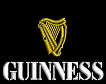 Guinness machine embroidery design, logo embroidery, digital download, embroidery patterns, guinness beer logo, guinness embroidery