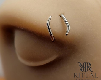 16g Handmade Titanium &#39;Dual Hook&#39; Eyebrow Piercing Curves ~ 16g / 1.2mm