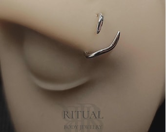16g Niobium 'Floating Hook' Augenbrauen Piercing Kurven ~ Mehrere Farboptionen ~ 16g / 1.2 mm ~ Handgefertigt