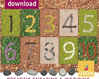 Nature Natural number cards 1-10 printable | EYFS resource Montesssori forest school KS1 Outdoor learning