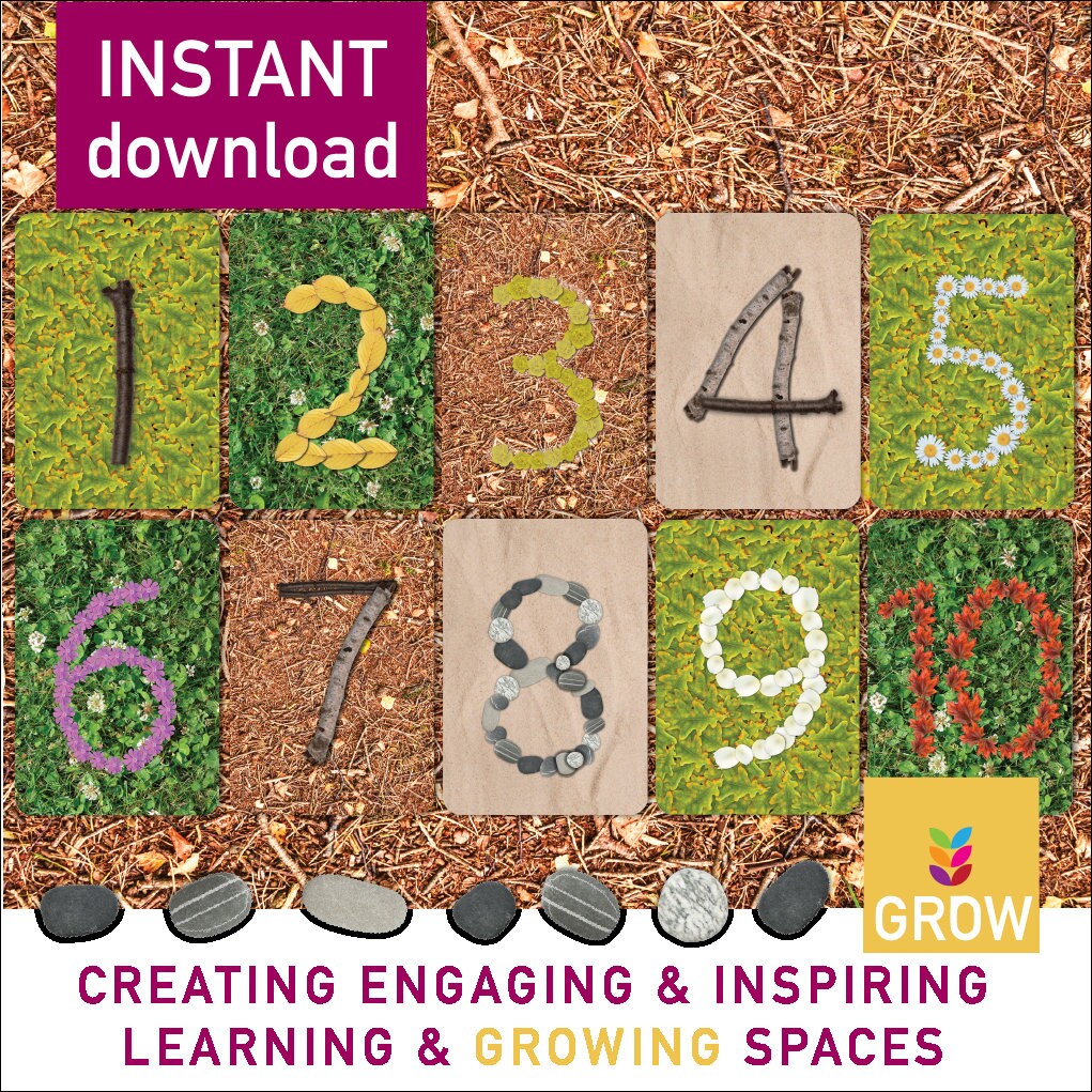 Nature Natural Number Cards 1 10 Printable EYFS Resource Montesssori 