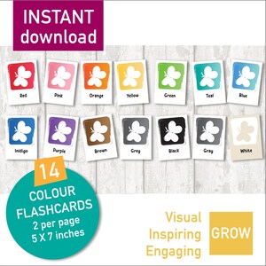 FARBKARTEN KARTEN x 14 download Schule Büro Erzieher Vorschule Kindergarten EYFS Empfang Schmetterling Design Klassenzimmer