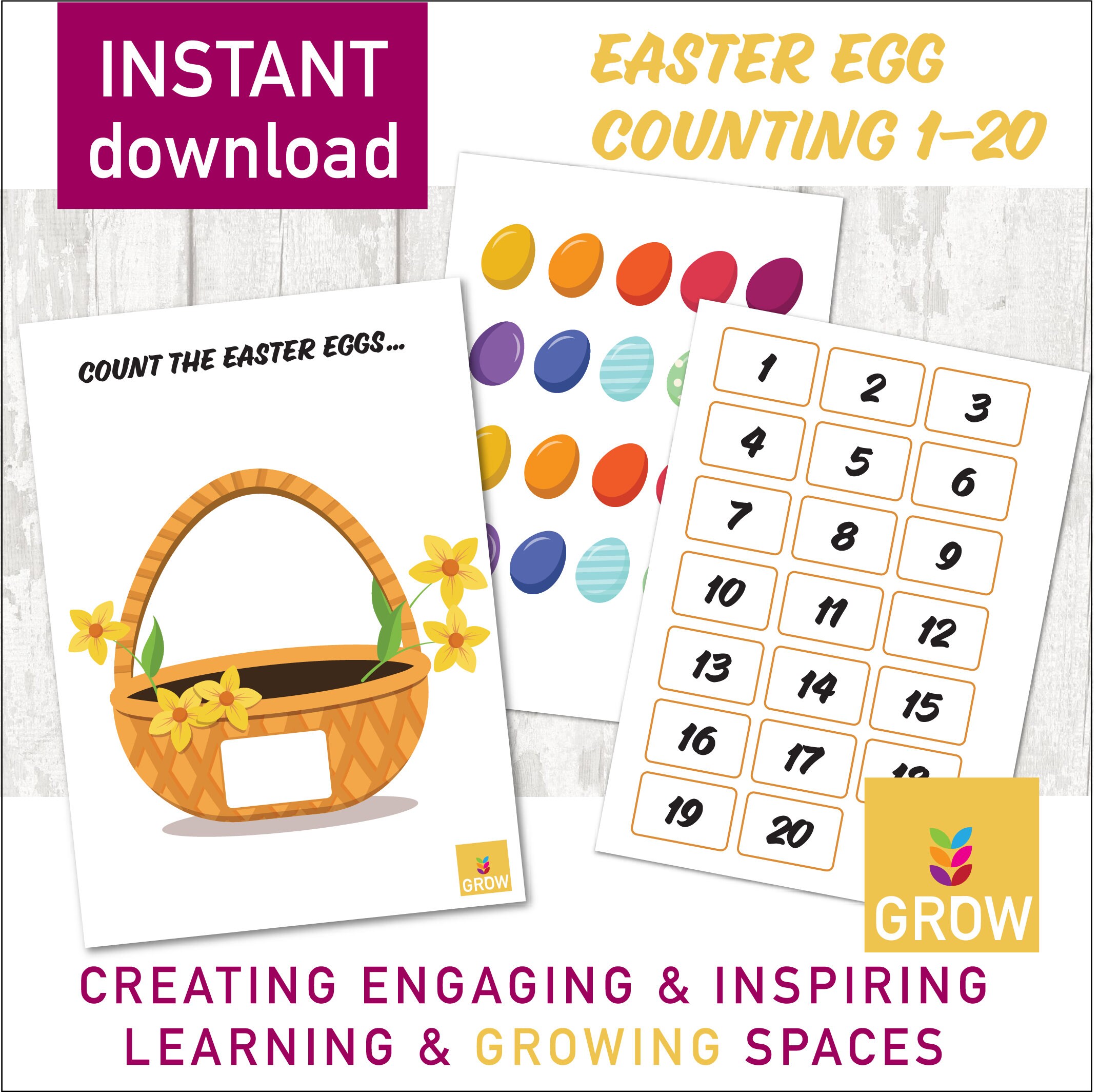 Counting Easter Eggs Activity Printable | Pre-school EYFS Homeschool ...