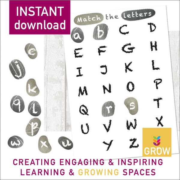 Letter Matching Printable, Busy Book | Learn Alphabet, Upper & Lower Case Letters | Toddler, Preschool Kindergarten Activity download school